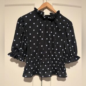 Who What Wear Light Blue and Black Short Sleeve Top